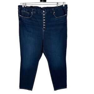 Good American Good Waist Skinny Waist Cinching Jeans dark blue size 30